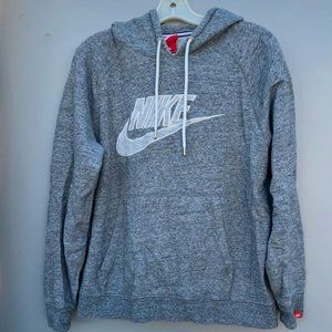 Nike Vintage Grey White Mens Pullover Hoodie Jacket